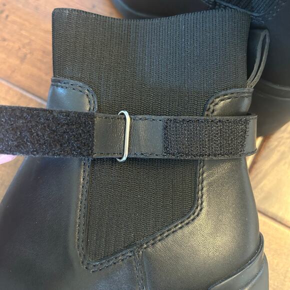 ABEO women's black metropolis strap leather chunky sole boots size 7M - Picture 4 of 11